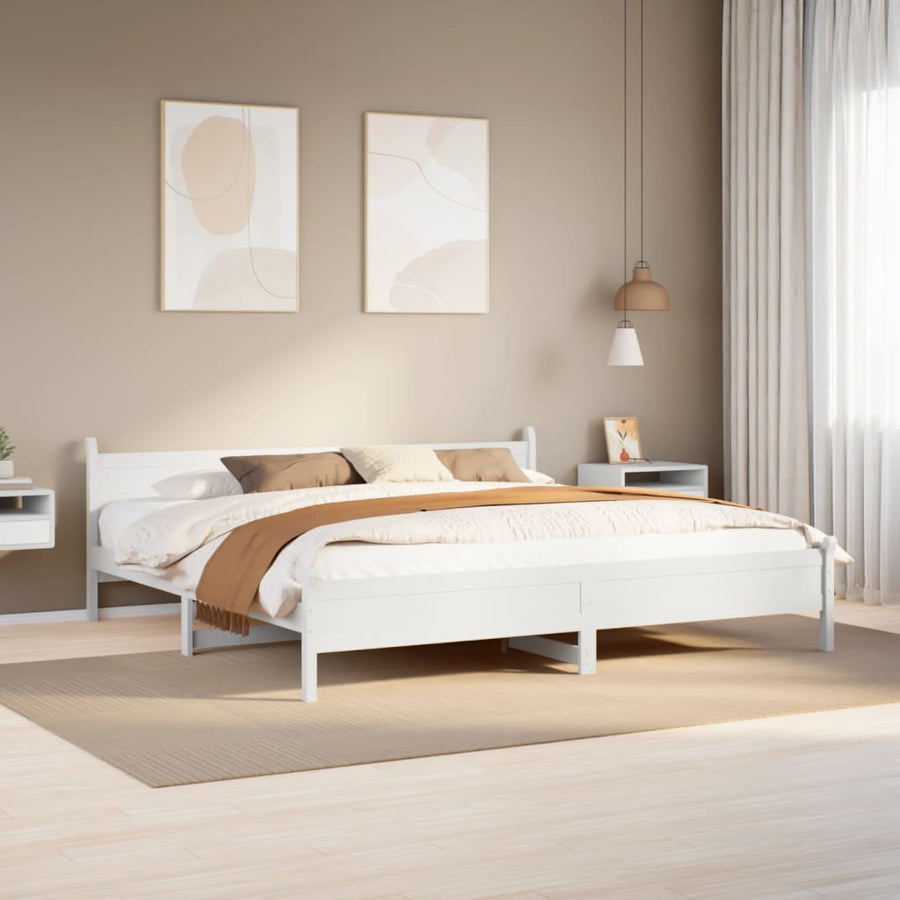 Bedframe zonder matras massief grenenhout wit 200x200 cm