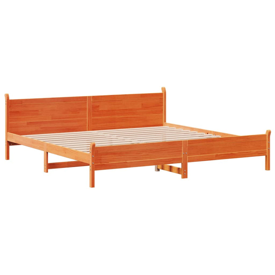 Bedframe zonder matras massief grenenhout wasbruin 200x200 cm