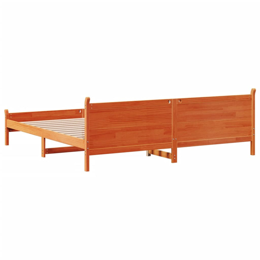 Bedframe zonder matras massief grenenhout wasbruin 200x200 cm