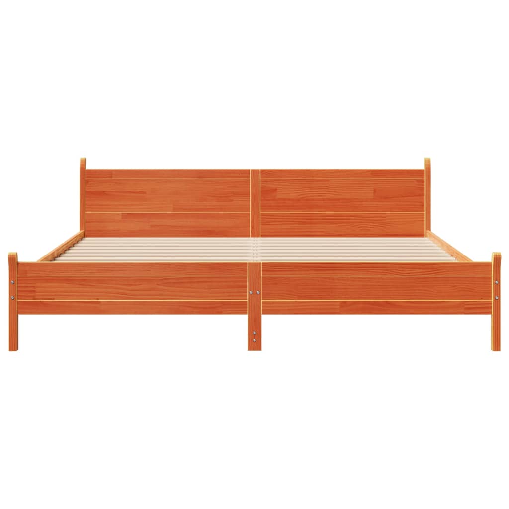 Bedframe zonder matras massief grenenhout wasbruin 200x200 cm