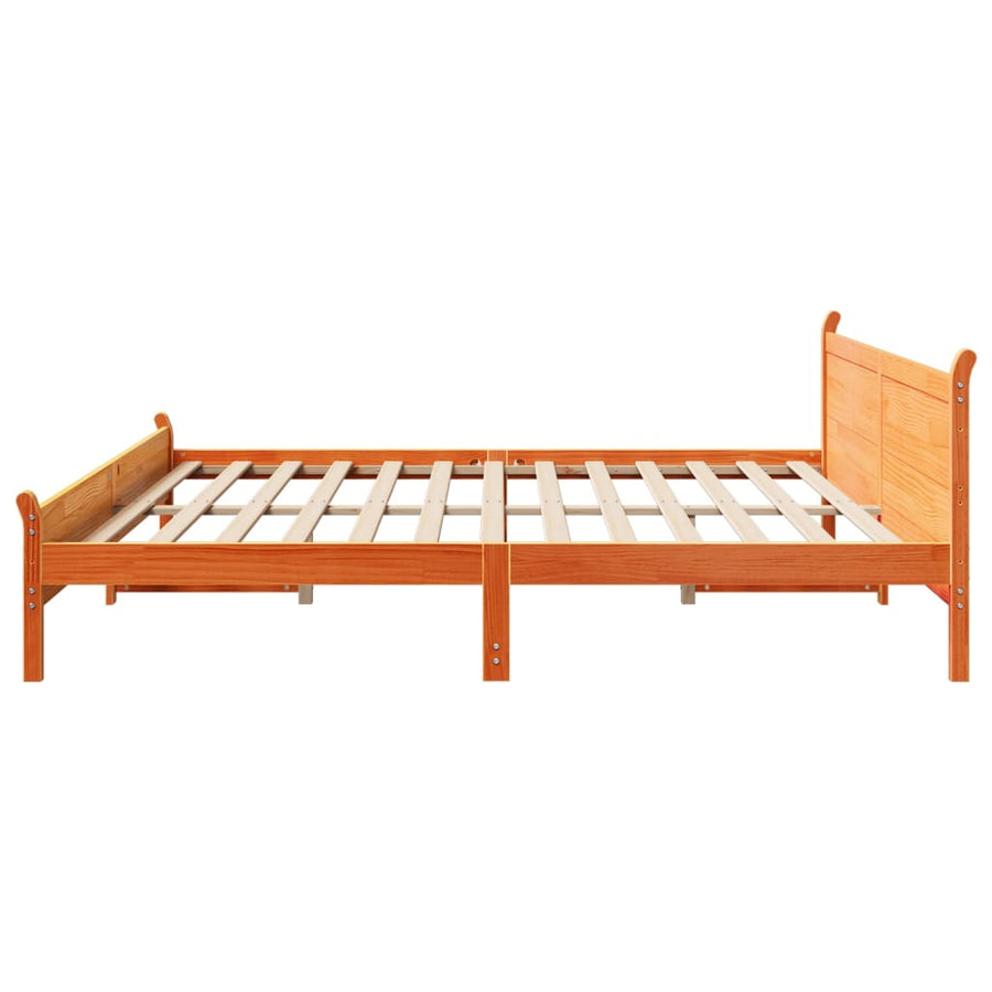 Bedframe zonder matras massief grenenhout wasbruin 200x200 cm