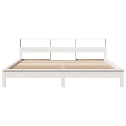 Bedframe zonder matras massief grenenhout wit 200x200 cm