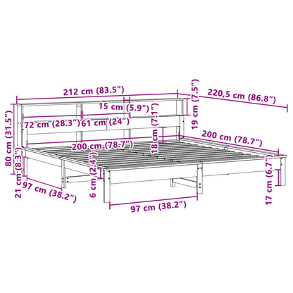 Bedframe zonder matras massief grenenhout wit 200x200 cm