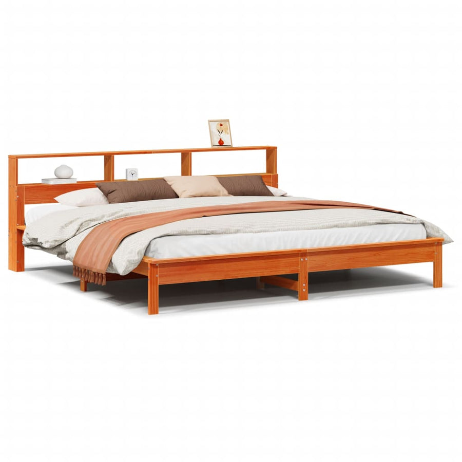 Bedframe zonder matras massief grenenhout wasbruin 200x200 cm