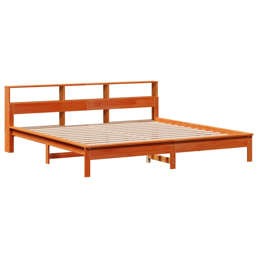 Bedframe zonder matras massief grenenhout wasbruin 200x200 cm