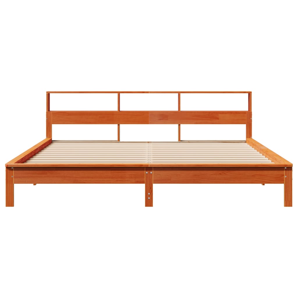 Bedframe zonder matras massief grenenhout wasbruin 200x200 cm