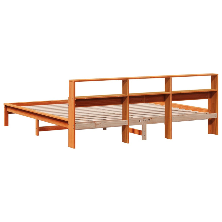 Bedframe zonder matras massief grenenhout wasbruin 200x200 cm