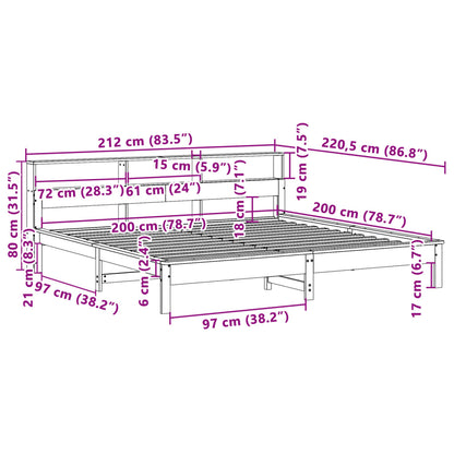 Bedframe zonder matras massief grenenhout wasbruin 200x200 cm