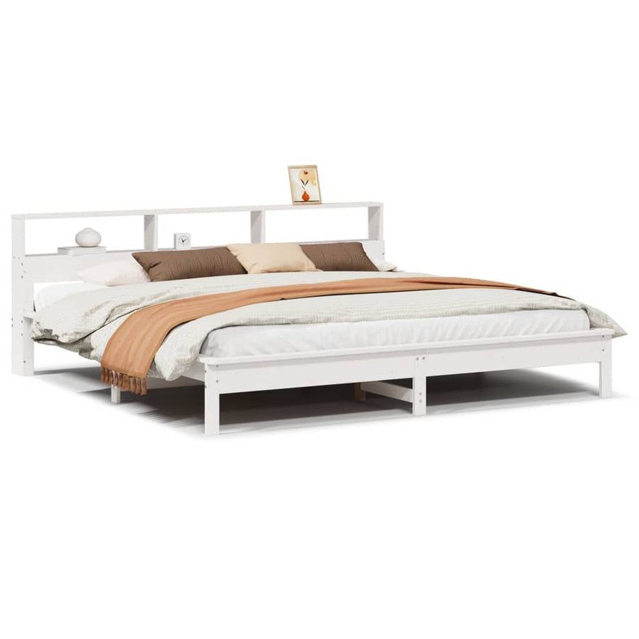 Bedframe zonder matras massief grenenhout wit 180x200 cm