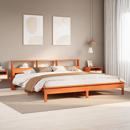Bedframe zonder matras massief grenenhout wasbruin 180x200 cm