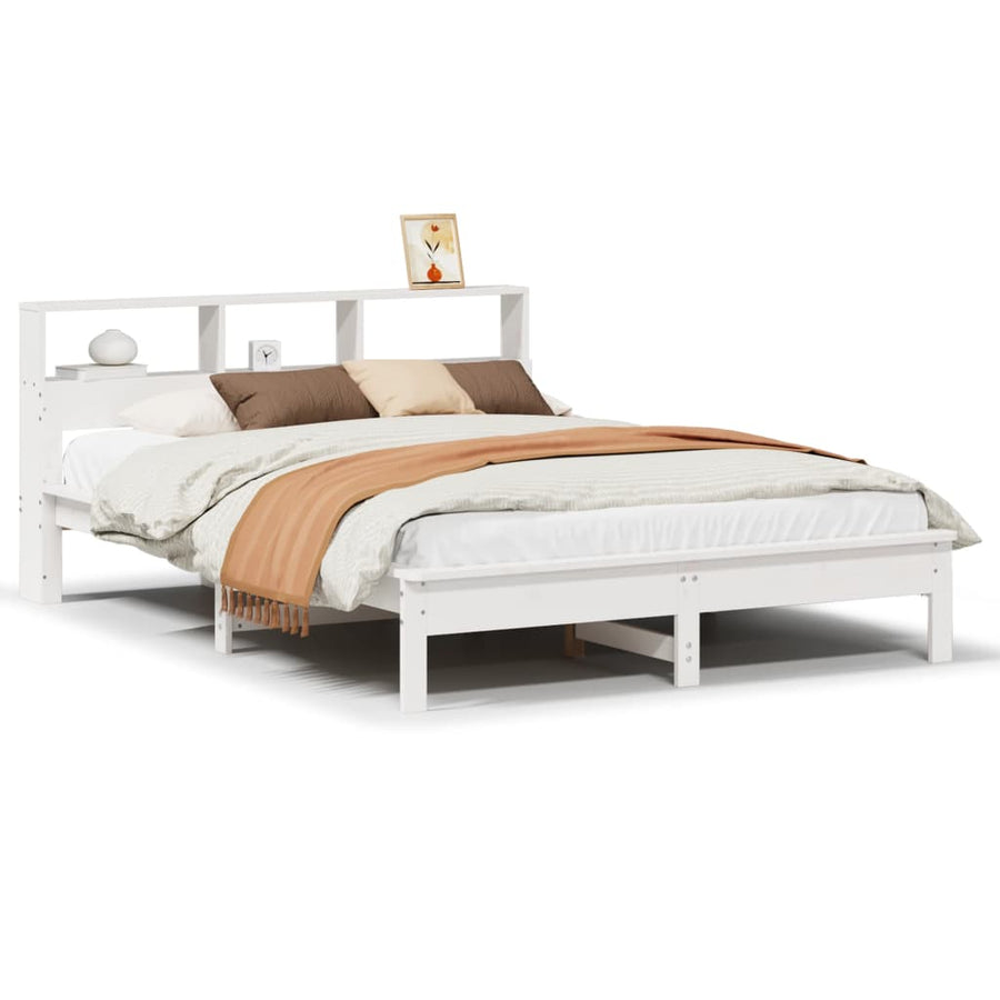 Bedframe zonder matras massief grenenhout wit 160x200 cm