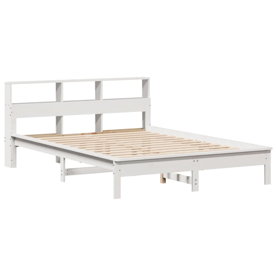 Bedframe zonder matras massief grenenhout wit 150x200 cm