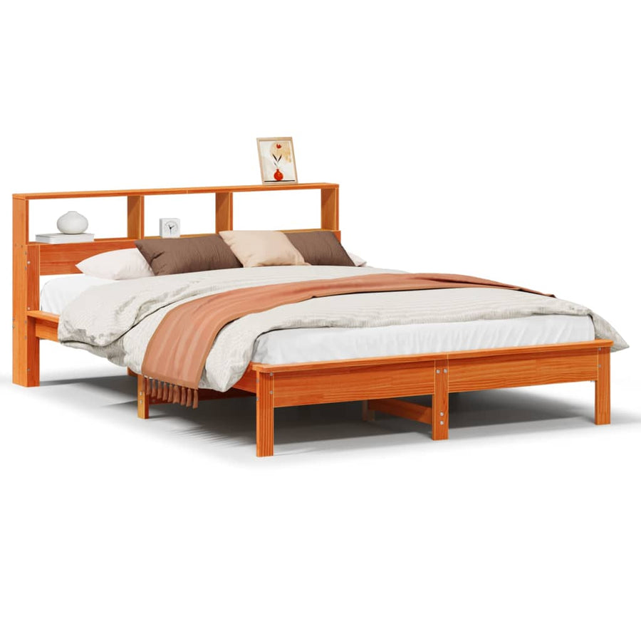 Bedframe zonder matras massief grenenhout wasbruin 150x200 cm