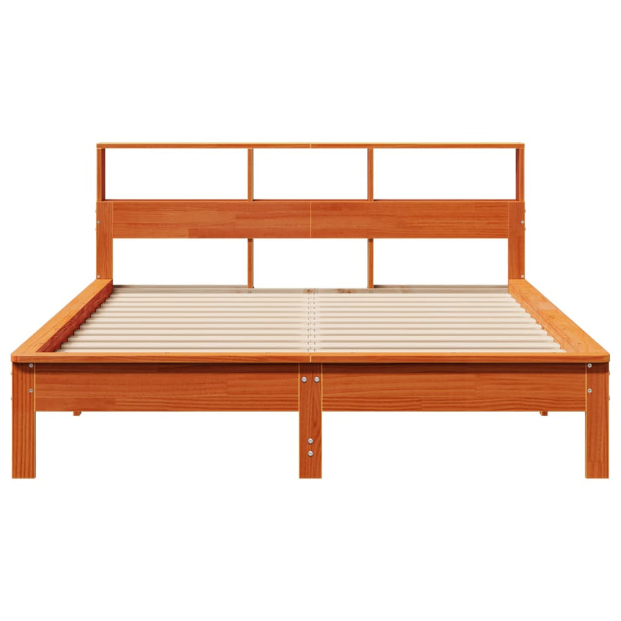 Bedframe zonder matras massief grenenhout wasbruin 150x200 cm