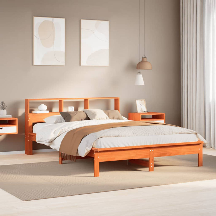 Bedframe zonder matras massief grenenhout wasbruin 150x200 cm