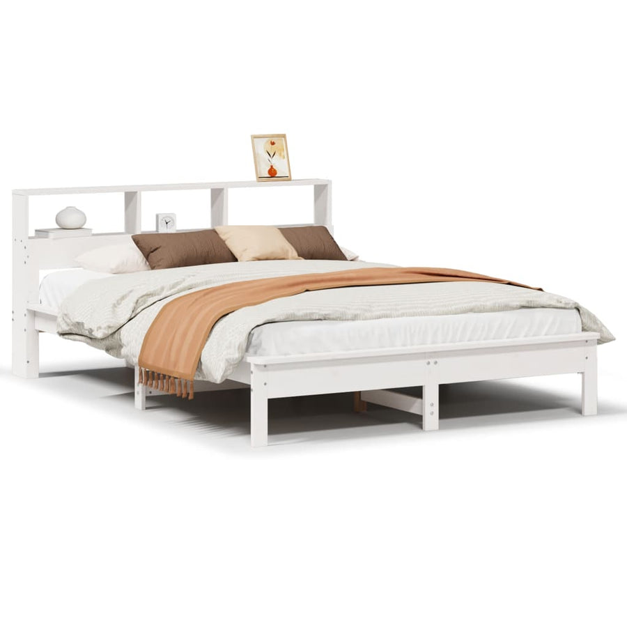 Bedframe zonder matras massief grenenhout wit 140x200 cm