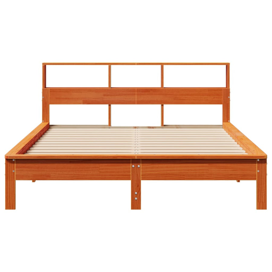 Bedframe zonder matras massief grenenhout wasbruin 140x200 cm