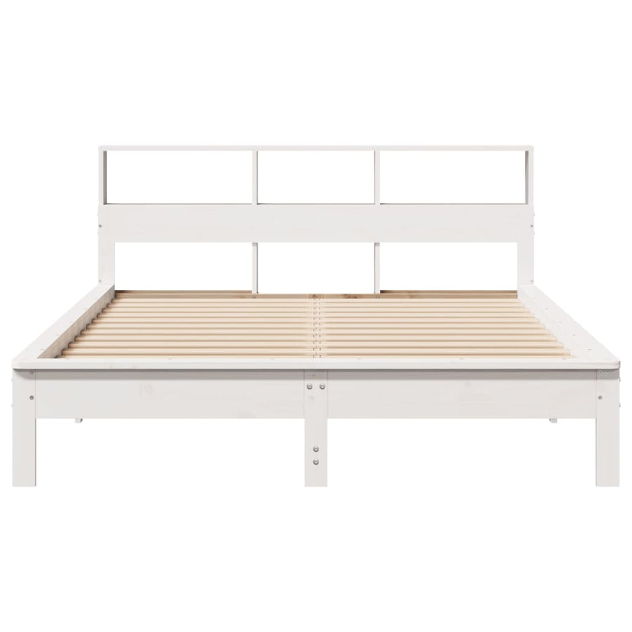 Bedframe zonder matras massief grenenhout wit 140x190 cm