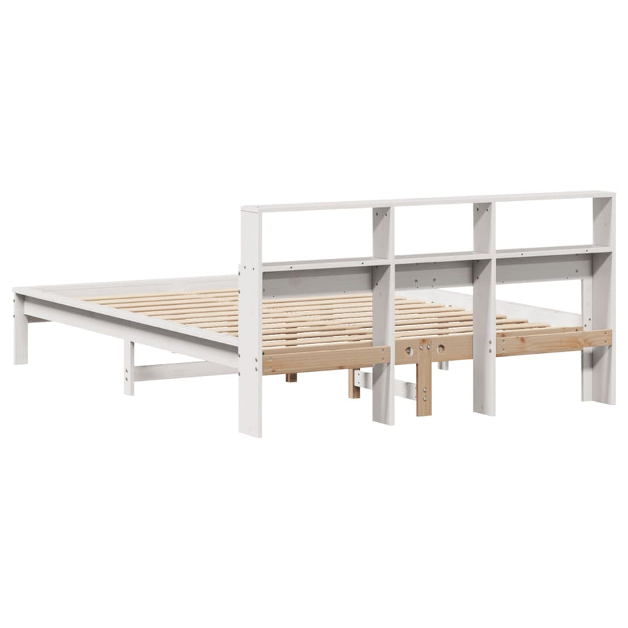 Bedframe zonder matras massief grenenhout wit 140x190 cm