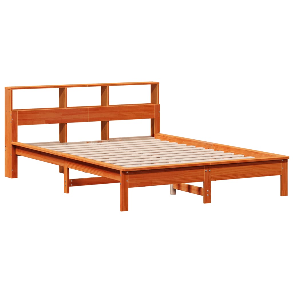 Bed met matras massief grenenhout wasbruin 140x190 cm