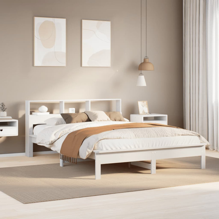 Bedframe zonder matras massief grenenhout wit 135x190 cm