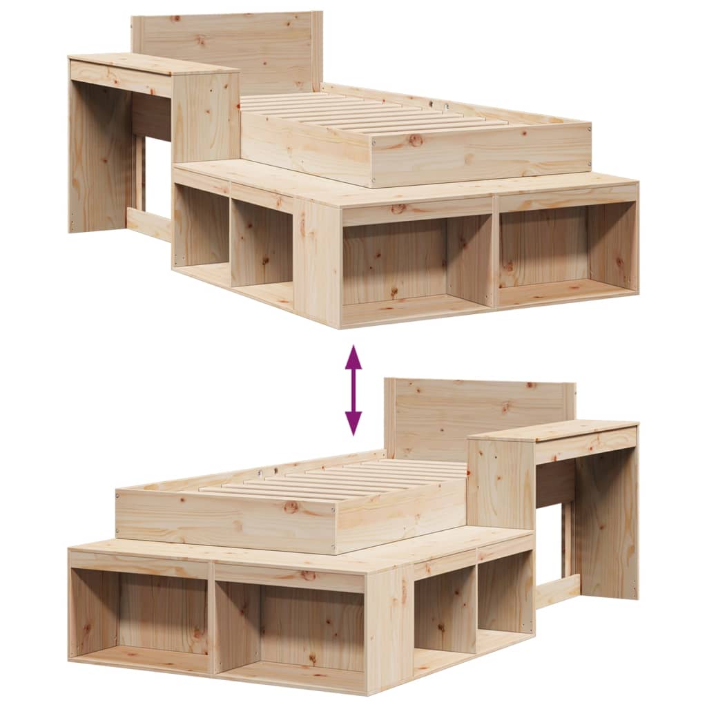 Bedframe zonder matras massief grenenhout 75x190 cm