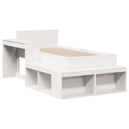 Bedframe zonder matras massief grenenhout wit 75x190 cm