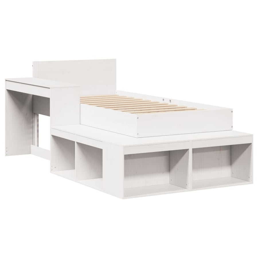 Bedframe zonder matras massief grenenhout wit 75x190 cm