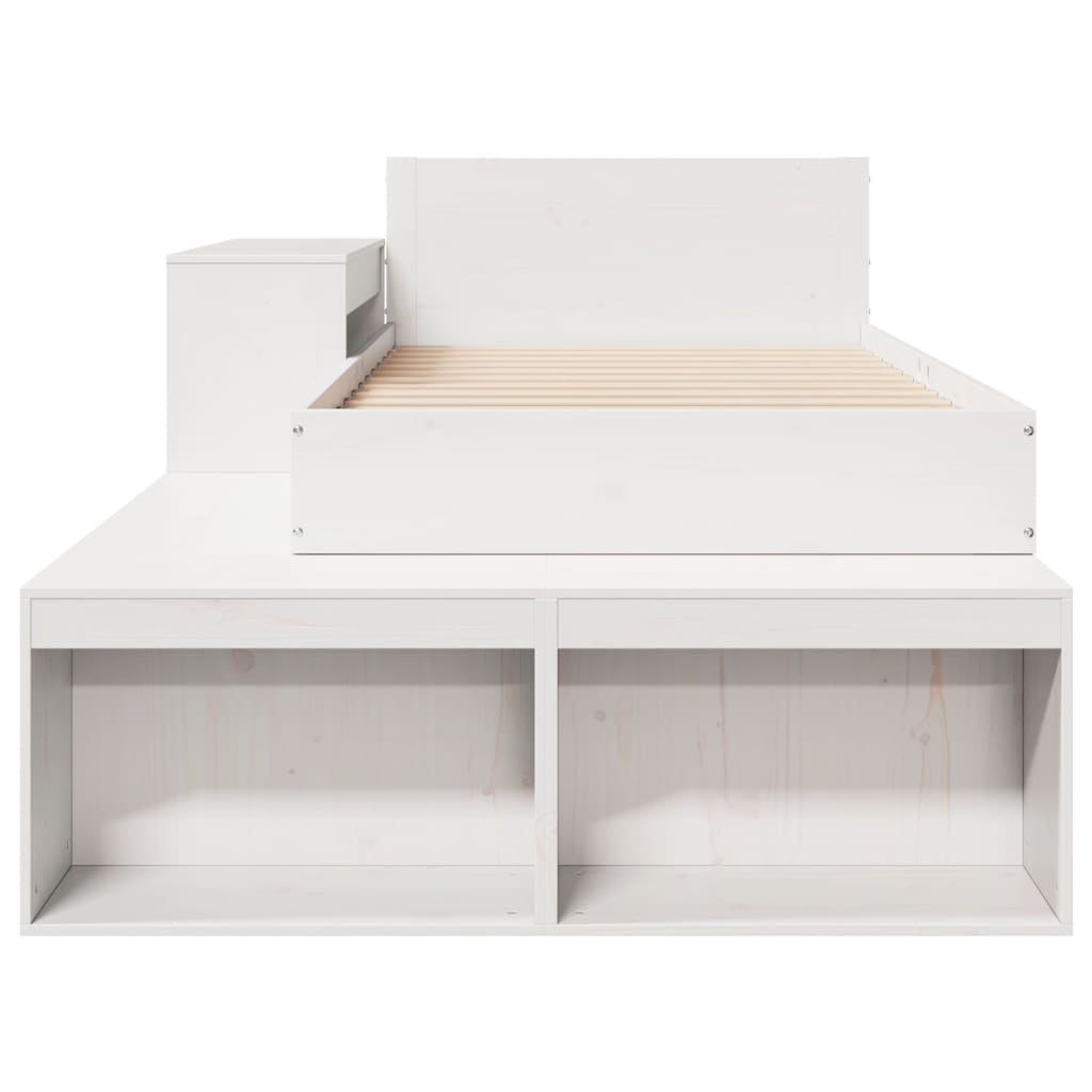 Bedframe zonder matras massief grenenhout wit 75x190 cm