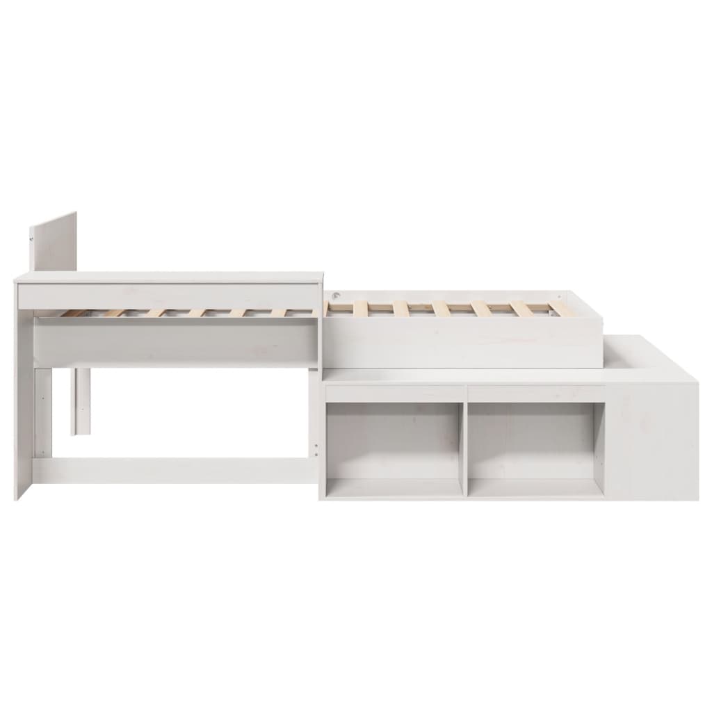 Bedframe zonder matras massief grenenhout wit 75x190 cm