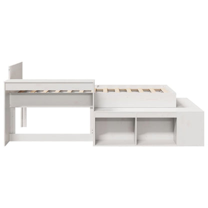 Bedframe zonder matras massief grenenhout wit 75x190 cm