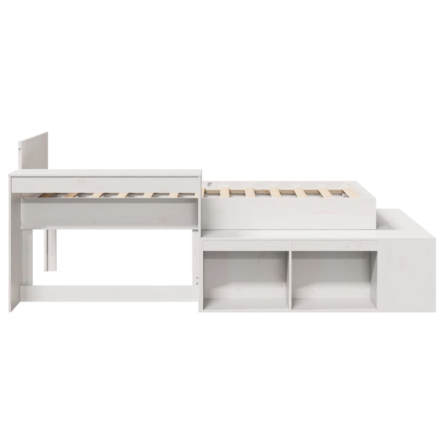Bedframe zonder matras massief grenenhout wit 75x190 cm