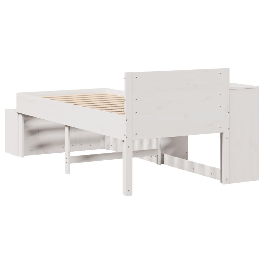 Bedframe zonder matras massief grenenhout wit 75x190 cm