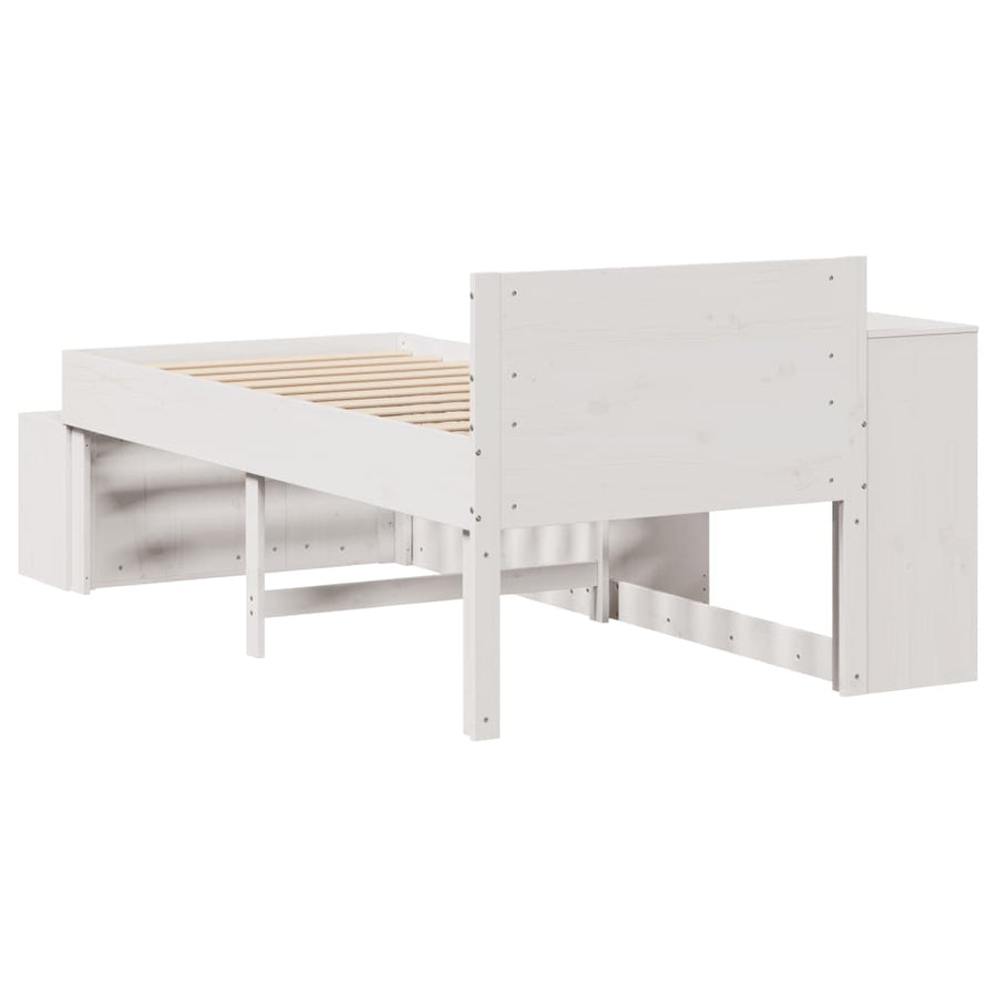 Bedframe zonder matras massief grenenhout wit 75x190 cm