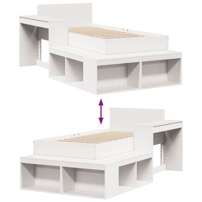 Bedframe zonder matras massief grenenhout wit 75x190 cm