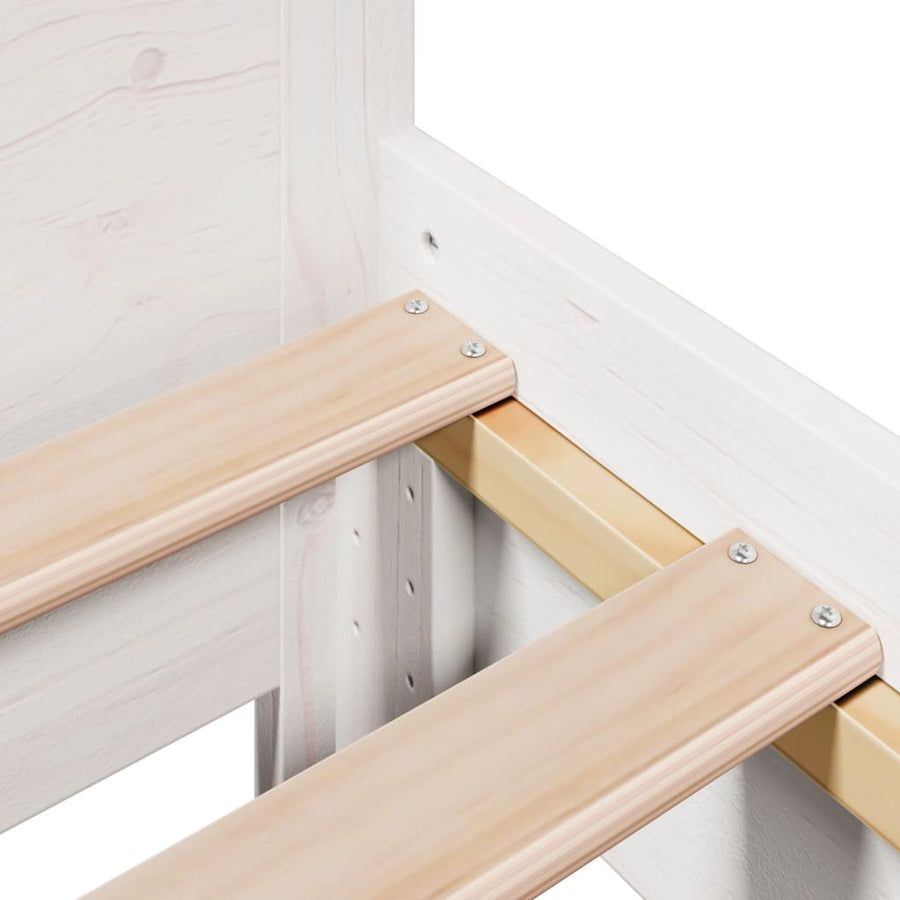 Bedframe zonder matras massief grenenhout wit 75x190 cm
