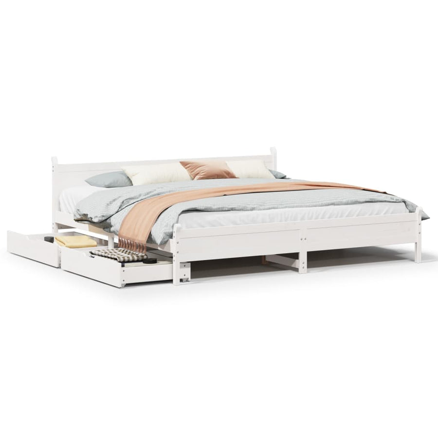 Bedframe zonder matras massief grenenhout wit 200x200 cm