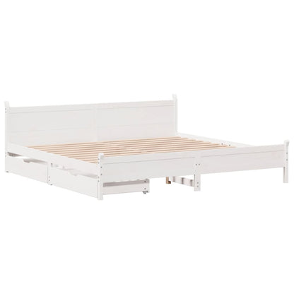 Bedframe zonder matras massief grenenhout wit 200x200 cm