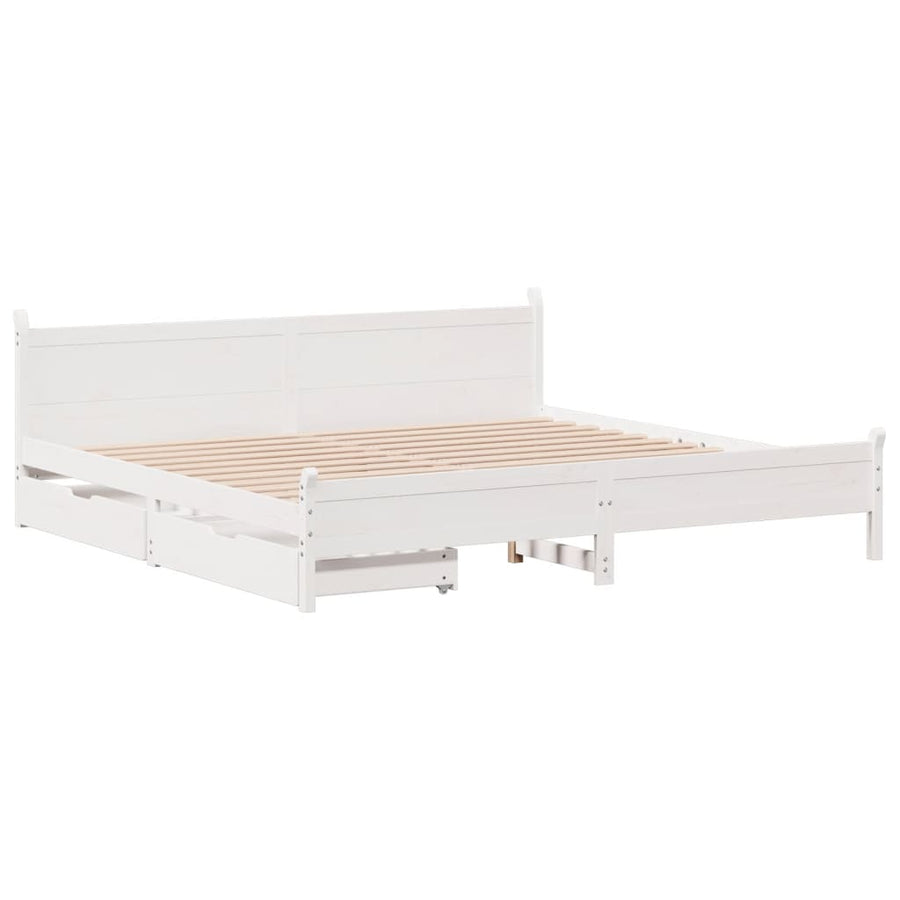 Bedframe zonder matras massief grenenhout wit 200x200 cm