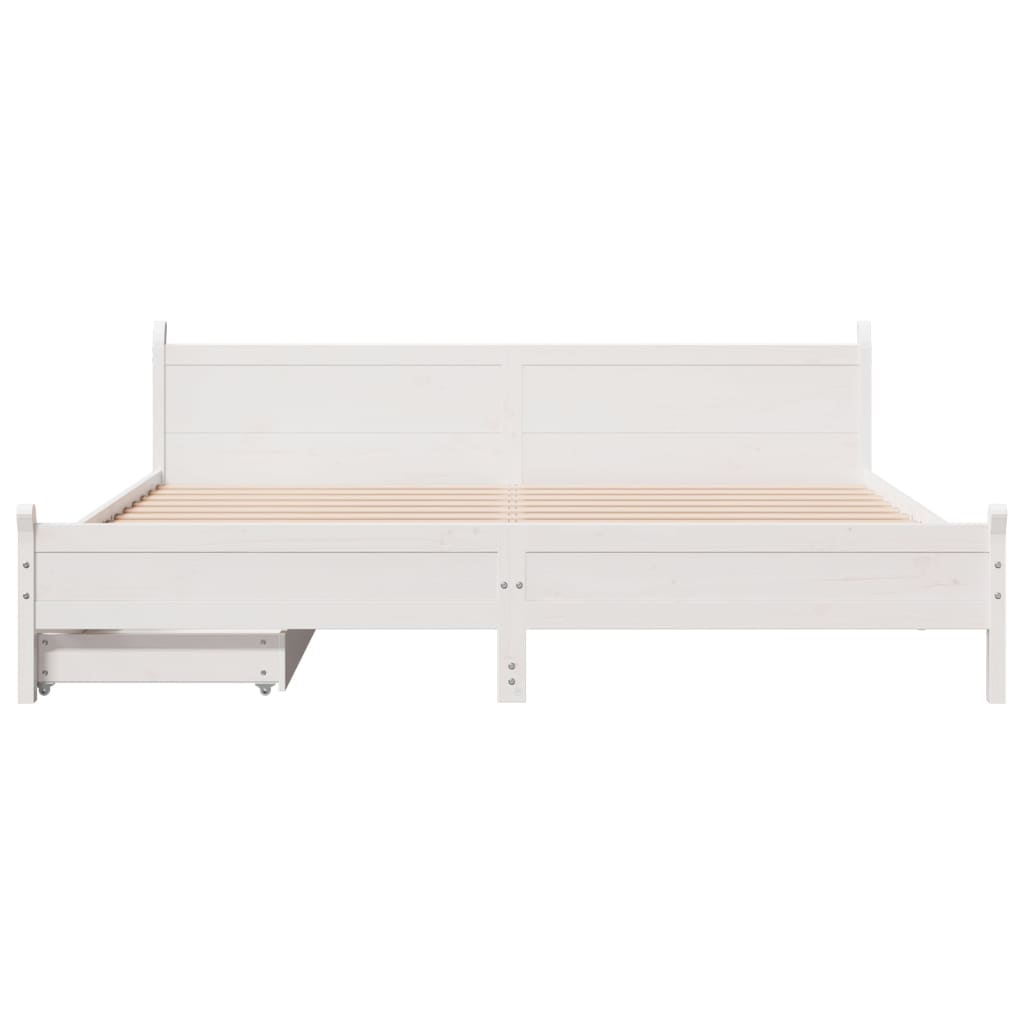 Bedframe zonder matras massief grenenhout wit 200x200 cm