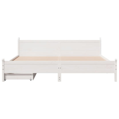 Bedframe zonder matras massief grenenhout wit 200x200 cm