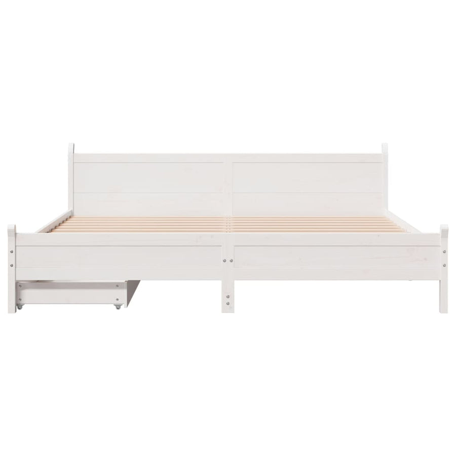 Bedframe zonder matras massief grenenhout wit 200x200 cm