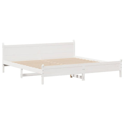 Bedframe zonder matras massief grenenhout wit 200x200 cm