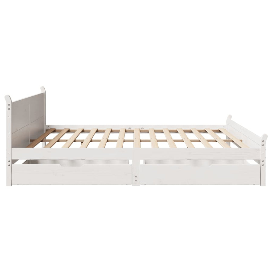 Bedframe zonder matras massief grenenhout wit 200x200 cm