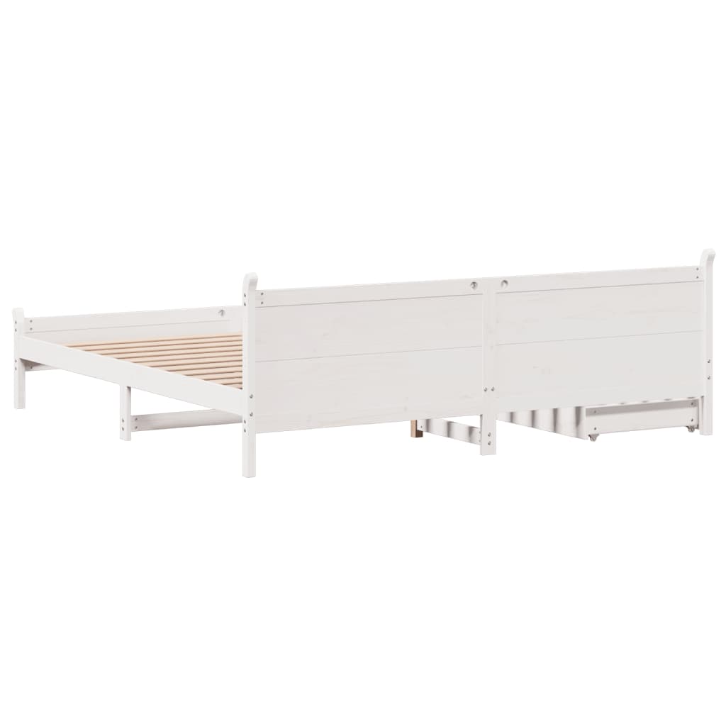 Bedframe zonder matras massief grenenhout wit 200x200 cm