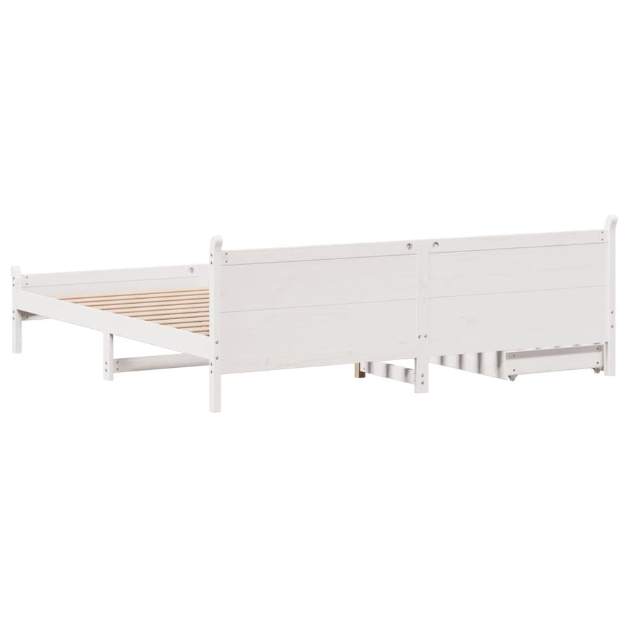 Bedframe zonder matras massief grenenhout wit 200x200 cm