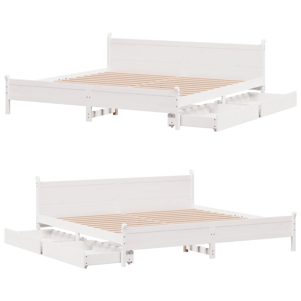 Bedframe zonder matras massief grenenhout wit 200x200 cm