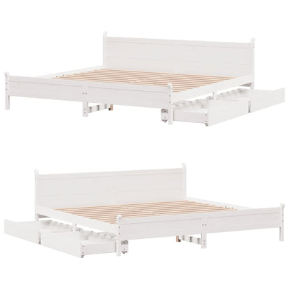 Bedframe zonder matras massief grenenhout wit 200x200 cm