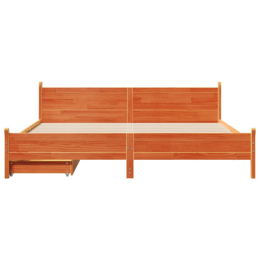 Bedframe zonder matras massief grenenhout wasbruin 200x200 cm