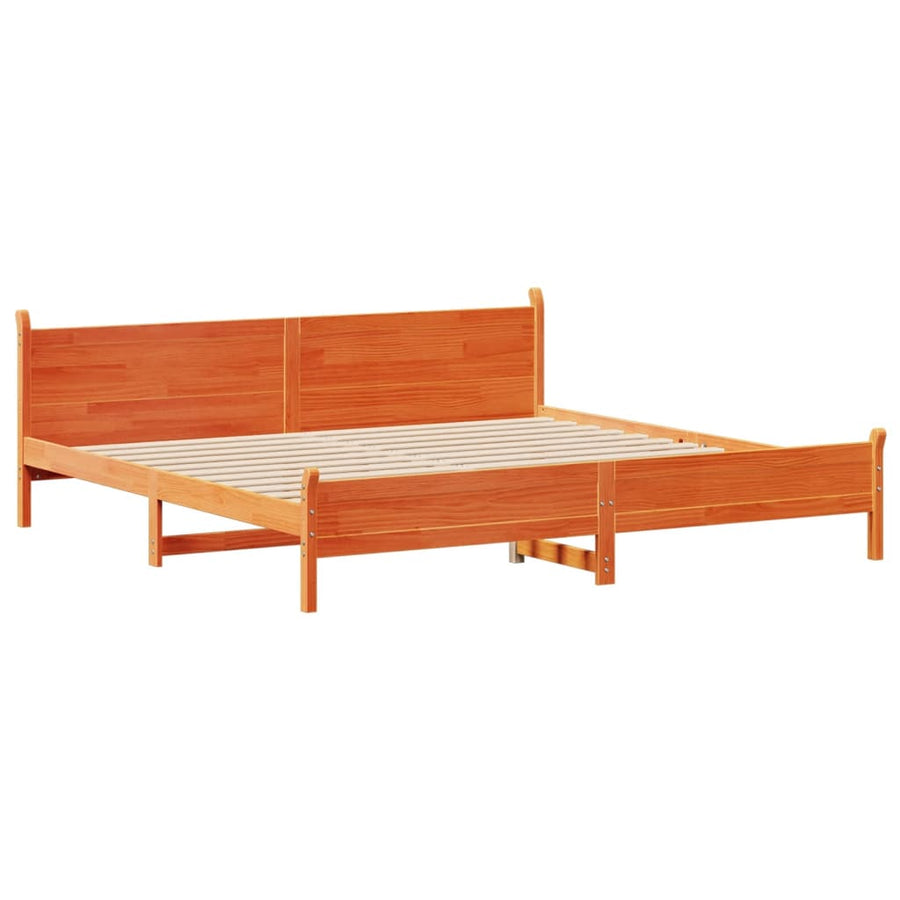 Bedframe zonder matras massief grenenhout wasbruin 200x200 cm